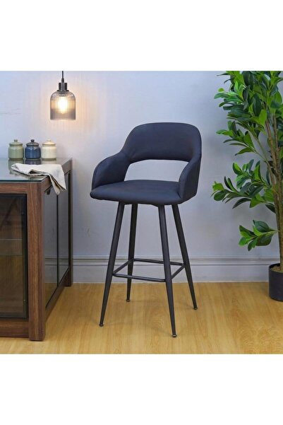 Al Hadaya Mall كرسي كونتر بتصميم أنيق وعصري جلد ــ اسود ــ 100x50x42سم