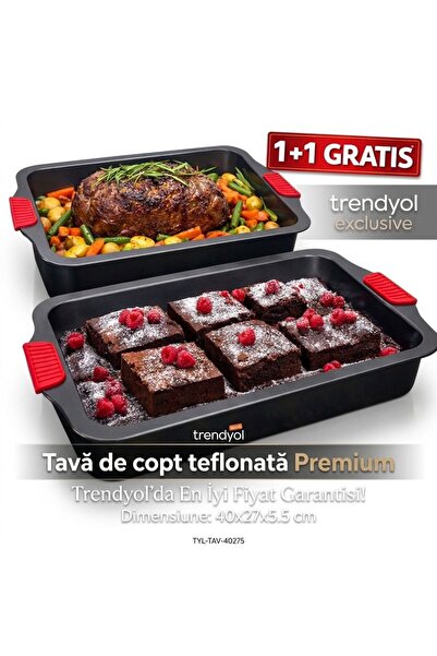 OEM Teflon-coated Baking Tray Set with Silicone Handles, 40 * 27 * 5.5 cm, Ca...