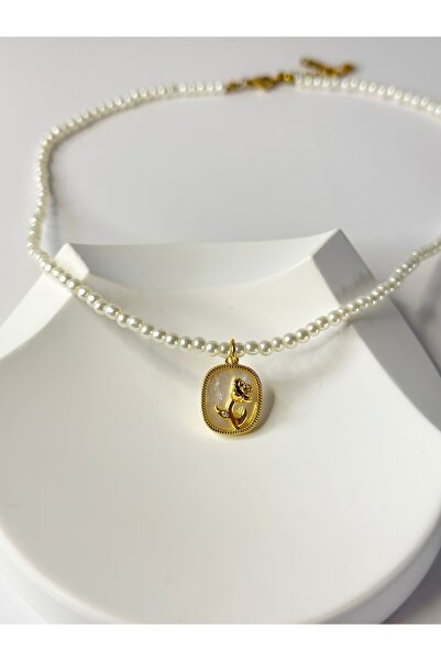 New Meluna Steel Pearl Necklace – Stylish Women's Necklace with Vip Rose Figu...
