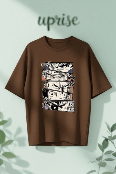 Vordevia Βαμβακερό μπλουζάκι oversize με στάμπα Anime Eyes Aesthetic