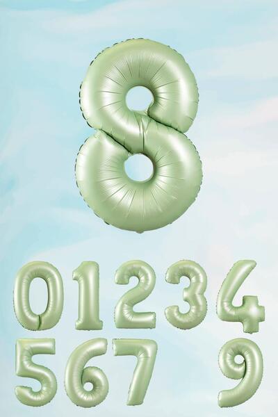 PEKSHOP 8 Yaş Retro Yeşil Rakam Balon 80 cm 8 Yaş Doğum Günü Balonu