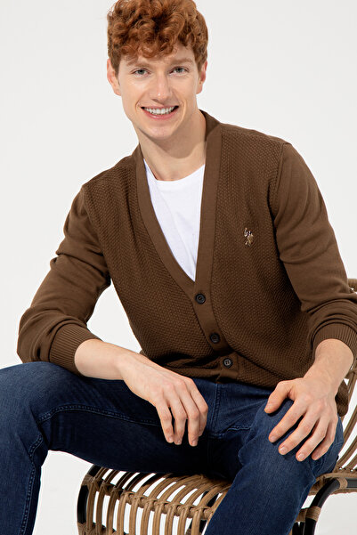 U.S. Polo Assn. Men's Coconut Basic Knitwear Cardigan 50251881-Vr153