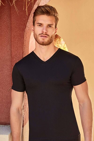 Berrak 1006-1007 3-Piece Men's Black V-Neck