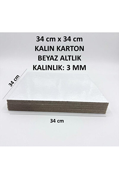 PASTA ADAM PARTİ VE PASTA MALZEMELERİ 10'lu Beyaz 34x34 Kalın Pasta Tabanı ( ...