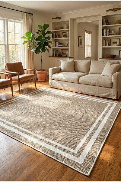 VOPTEKS Vizon Beyaz Halı Salon Halısı Makinede Yıkanabilir Kaymaz Taban Halı