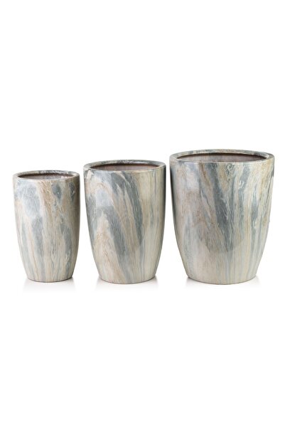 MONDEX Planter Covers Ceramic NEVA MARBLE 37/30.5/24cm Marble 3pc