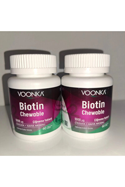 Voonka Biotin Chewable 60 Tablets I Care about My Hair and Nails 2-Piece Box Set