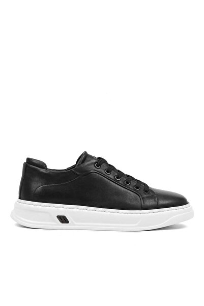 Celal Gültekin Erkek Siyah Kalın Tabanlı Deri Sneaker