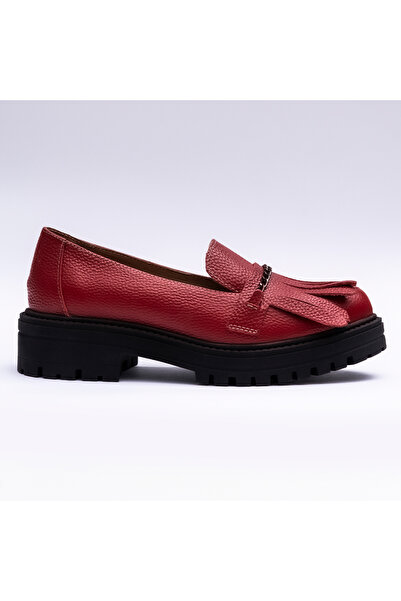 VAGAM Pantofi Loafers Dama din Piele Naturala Rosii