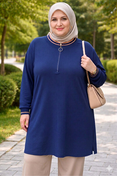 KADO Büyük Beden Fermuarlı Tunik