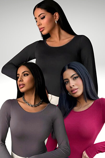 Bipantolon ΓΥΝΑΙΚΕΙΑ ΜΠΛΟΥΖΑ 3 ΤΕΜΑΧΙΩΝ ΒΟΡΝΤΟ ΓΚΡΙ ΑΝΘΡΑΚΙΤΙΚΟ ΠΡΙΓΚΙΠΙΚΟ ΓΙΑΚΑ