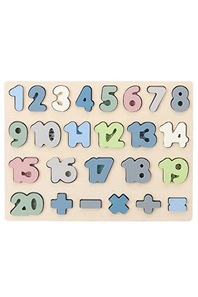 SARALMA Set educativ din lemn cu puzzle numere colorate 1-20 si semne matemat...