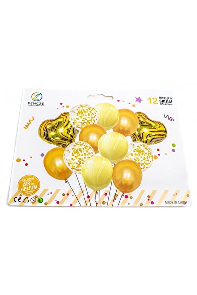 OEM Baloane 12/Set Curcubeu Si Confeti Auriu