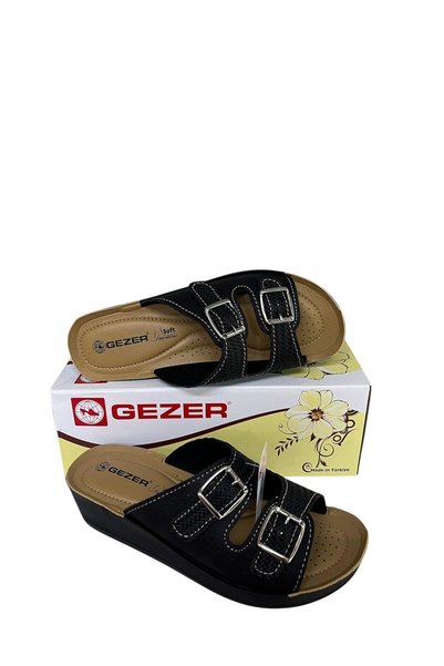 GEZER siyah dolgu taban tokalı ortoprdik terlik