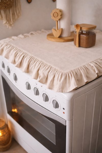 SADEN HOME Vintage Ruffled Washing Machine Cover - Dowry-Style Cotton Decorative Bathroom Machine Cover