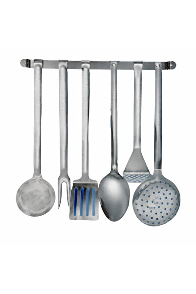 Arian Set de 7 ustensile de bucătărie cu suport suspendabil, ARIAN, Oțel inox...