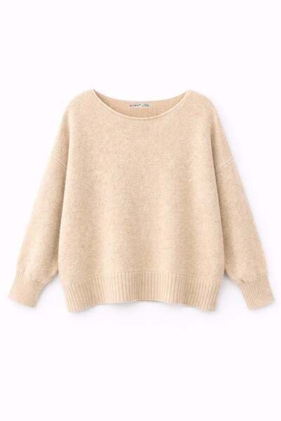 Mixray 6995 Pulover tricotat din amestec de lână cu gât barcă pentru femei, M...