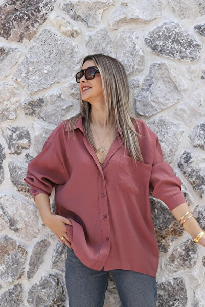 bytugcekaya Cinnamon Viscose Standard Size Shirt