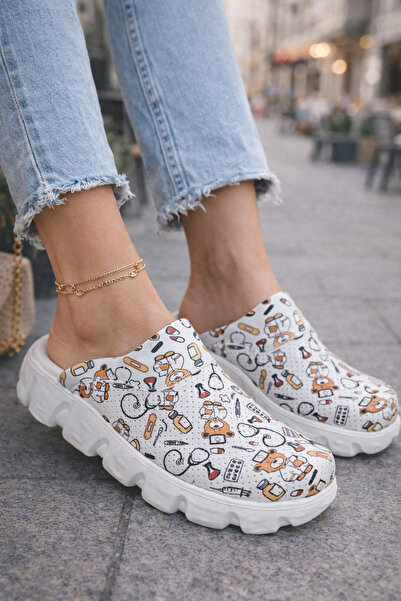 Dr. Mitra Women's White Bear Theme Orthopedic Slippers with Anti-Slip Sole, U...