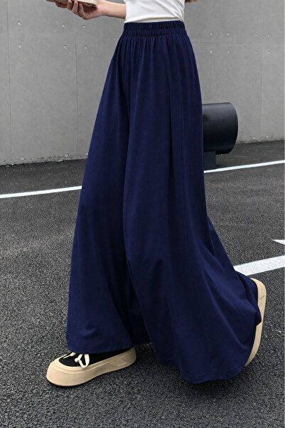 Tarz Cool بنطلون رياضي نسائي بتصميم واسع الساقين مكون من خيطين، بخصر مرتفع وت...