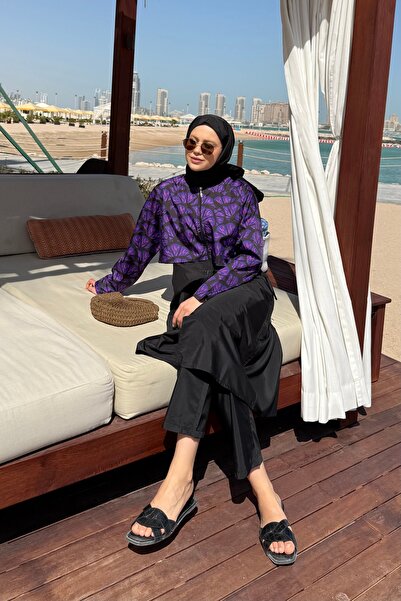 lurex moda Yeni Desenli Uzun Tesettür Mayo