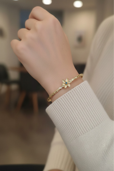 Süspüs Accessories Gold Renk Dövme Kelepçeli Yıldız Çiçeği Figürlü Doğum Ayı ...