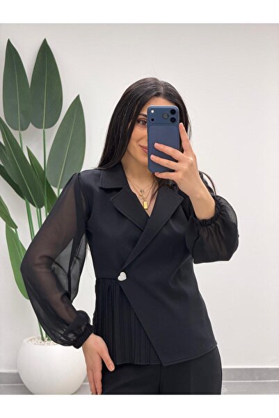 MARGA Chiffon Sleeve Pleated Detailed Blouse