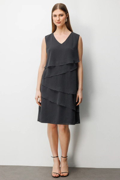 Ekol V Yaka Puantiyeli Elbise 6508