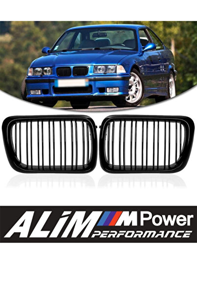 CarStore BMW E36 (1996–1999) Piano Black Çift Çıtalı Ön Panjur Böbrek Seti (U...