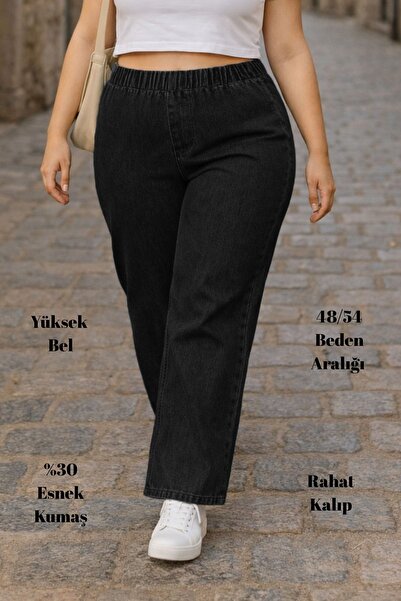 CEDY DENIM - Παντελόνι Palazzo από ύφασμα Lycra σε μεγάλο μέγεθος, χωρίς τσέπ...