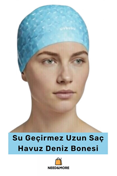 NEED&MORE #Uzun Saç Yüzme Bonesi Kaymaz Su Geçirmez Sızdırmaz Elastik Bez Hav...