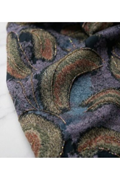 METERİAL Purple and Gray with Brown Paisley Patterned Dusty Fabric with Gold ...