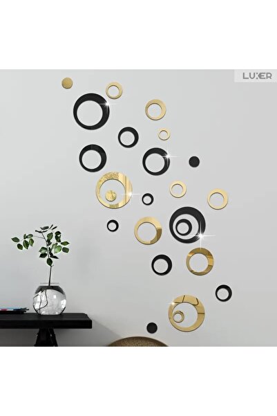 LUXER Set of 24 Decorative Acrylic Mirrors, 3D Circle Pattern, Self-Adhesive,...