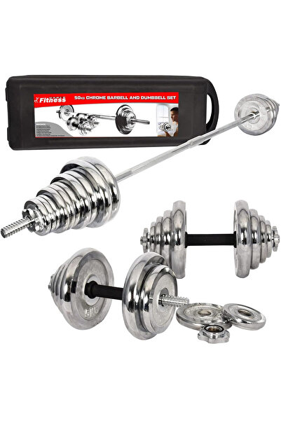 Fitness World مجموعة أثقال وزن 50 كغ قابلة للتعديل مع حقيبة حمل، طقم دمبل 50 ...