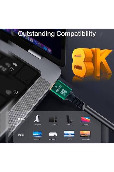Generic كابل توبي HDMI بطول 10 متر، معتمد بدقة 8K، سرعة فائقة تصل إلى 48 جيجابت في الثانية، كابل HDMI 2.1 عالي السرعة.