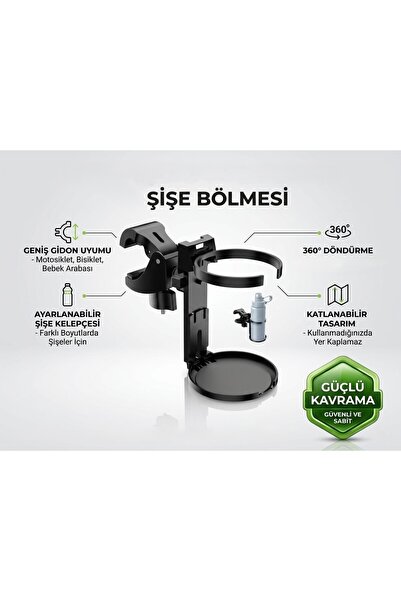 asua Ayarlanabilir Gidon Bağlantılı İçecek Tutucu | Motosiklet & Bisiklet Ter...
