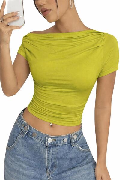 peri tower Νέο προϊόν Γυναικεία μπλούζα από βισκόζη με λεπτομέρεια με πιέτες ...