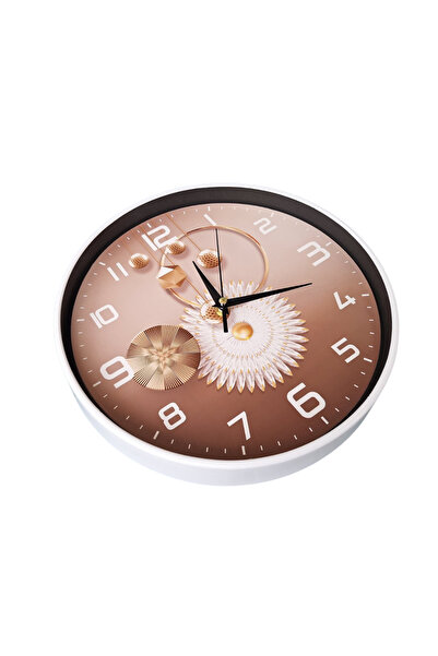 HYVESTO Modern Wall Clock "Abstract Earth", Diameter 29 cm, Minimalist Brown ...