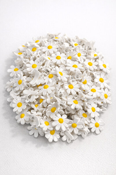 AYMETA Papatya Model Pens Toka Mini Saç Tokası Beyaz Sarı Çiçek Toka 1 Adet