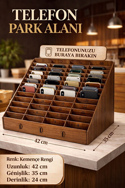 URFA LAZER Wooden Safekeeping Phone Parking Stand with 60 Compartments Organi...