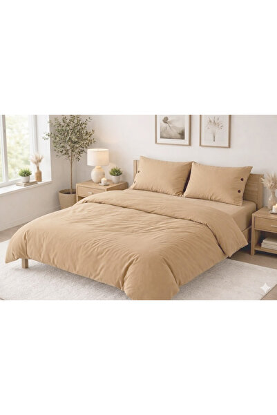 Gül Ev Tekstil Ürünleri Keten Nevresim Takımı Ultra Battal 2x2 Lastikli Çarşa...