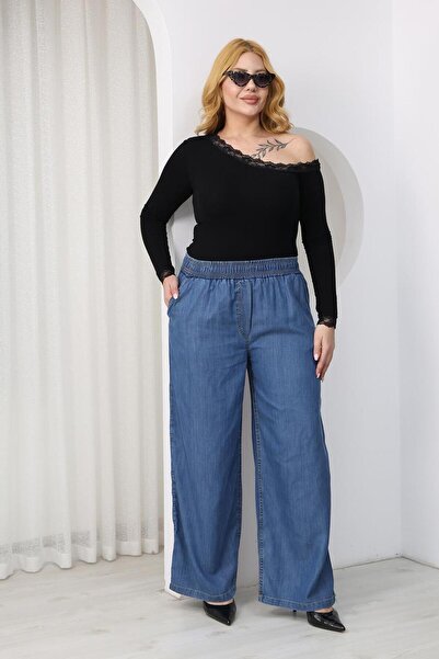 Siyezen Plus Size Cotton Pocket Jean Trousers