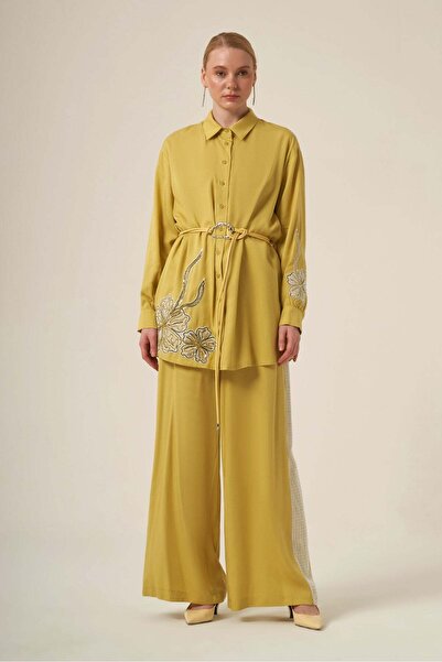 FTZ WOMEN Women's Embroidered Detail Selin Suit Yellow 31326