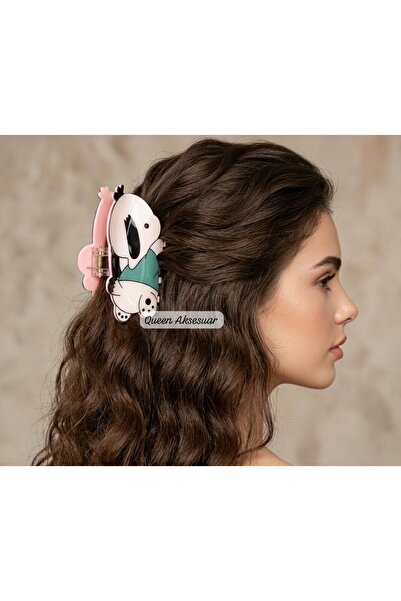 QUEEN AKSESUAR Cute Dog Figured Bone Large Peg Buckle Acrylic Hair Clip