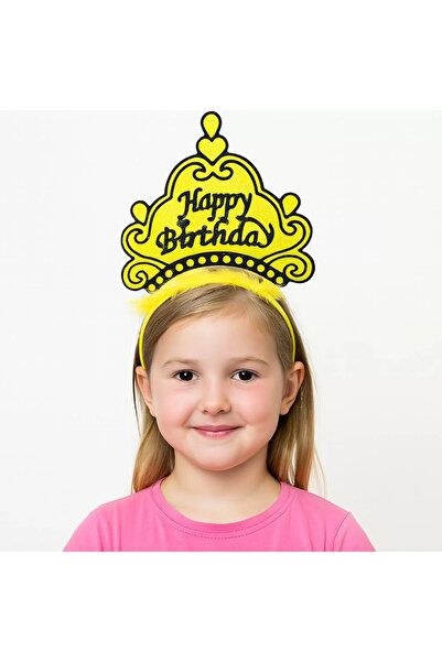 Go İthalat Yellow Happy Birthday Princess Crown – Birthday Crown Accessory (5...