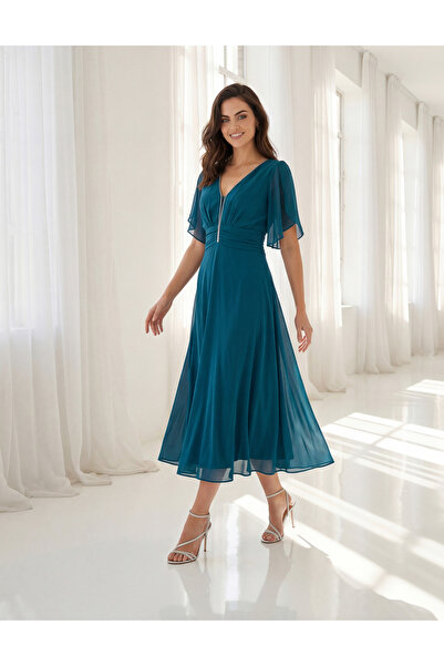 Vessmary Cocktail dress VSM1024 made of turquoise veil