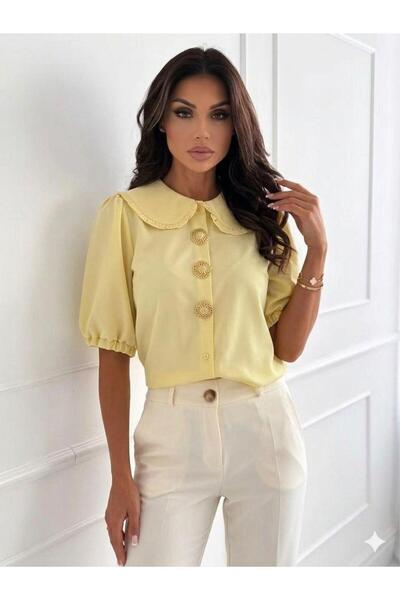 styleFlex Camasa bumbac 100% cu nasturi tip brosa aurii si guler amplu