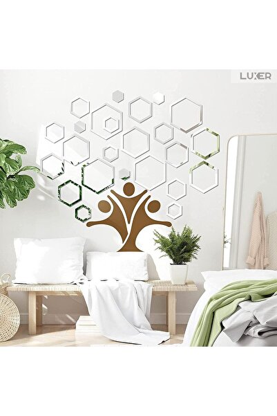 LUXER Set of 24 Decorative Acrylic Mirrors, Hexagon (Honeycomb) Pattern, Geom...