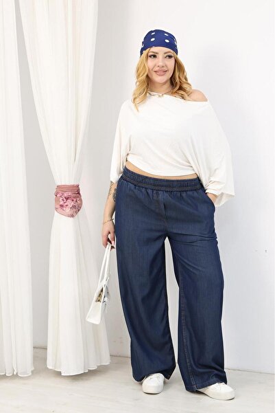 Siyezen Plus Size Cotton Pocket Jean Trousers