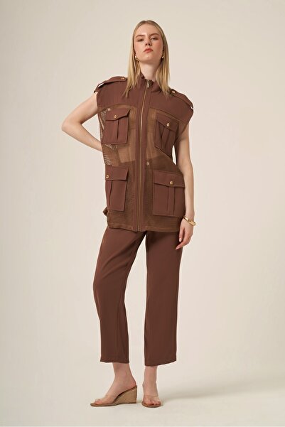 FTZ WOMEN Women's Mesh Detail Set Brown 31333